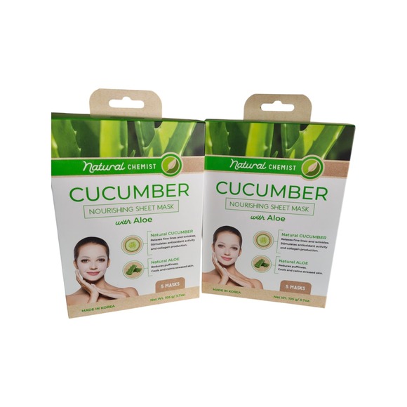Natural Chemist Cucumber Aloe Nourishing Sheet Mask Set - 5 Masks Each - Picture 1 of 2